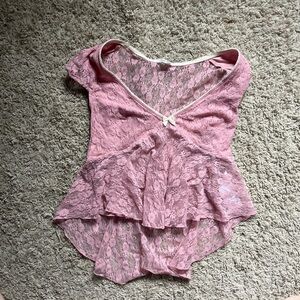 Urban Outfitters Pink Lace Crop Top